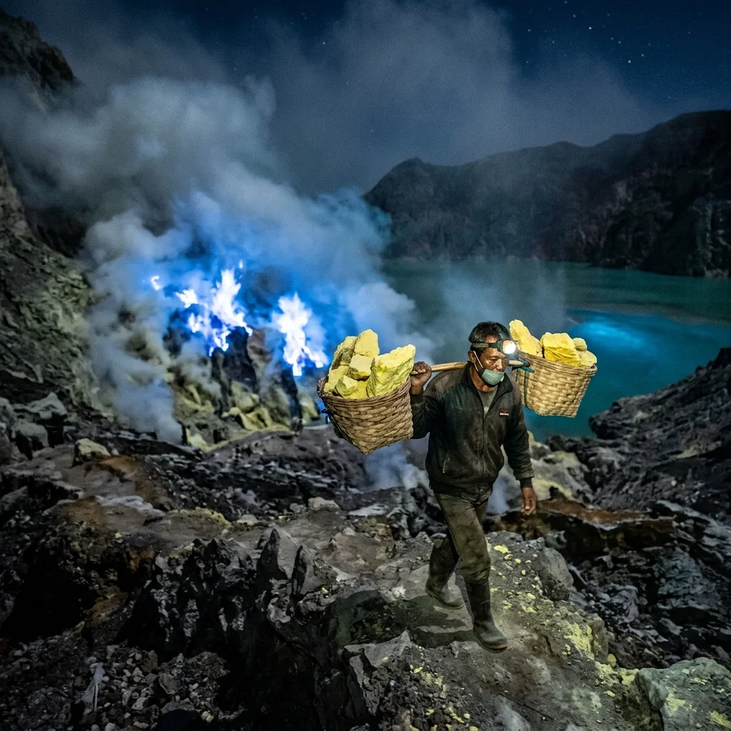 Kawah Ijen's Blue Fire Is Not Blue Lava